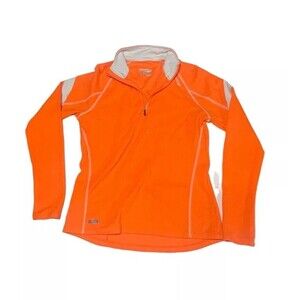 Saucony Shirt Womans Sz Small Orange Running Pullover ViziPro Quarter Zip